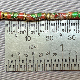 Vintage Pink Flower Blossom Cloisonne Enamel Tube Beads 10x3mm Gold Plated Alloy Q20 Per Strand
