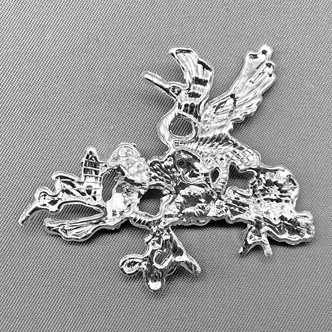 Cranes and Cherry Blossoms Left and Right Pair Stampings 46x49mm Shiny Silver Plated Alloy Q2 Per Pkg
