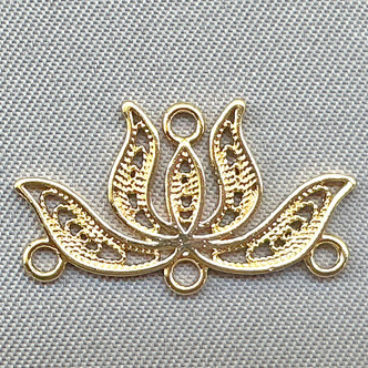 Lotus Flower 4 Loop Chandelier Links 13x22mm Gold Plated Alloy Q4 Per Pkg
