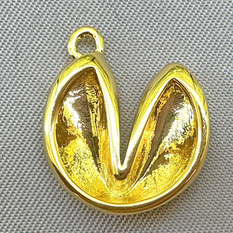 Fortune Cookie Charms 18x16mm Gold Plated Alloy Q6 Per Pkg