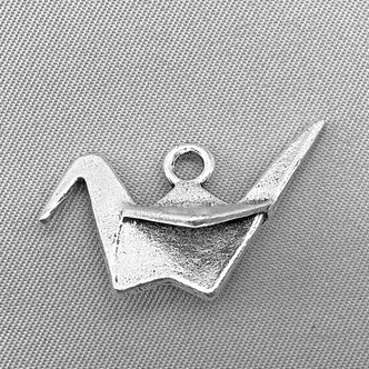 Folded Paper Crane Charms 18x25mm Antique Silver Plated Alloy Q6 Per Pkg