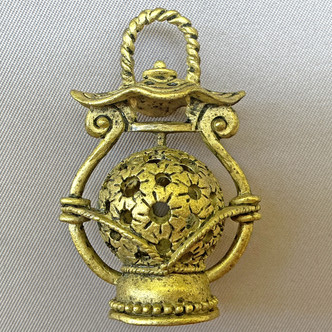 Tibetan Style Lantern Pendants 44x28mm Brass Plated Alloy Q1 Per Pkg