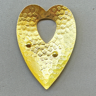 Maroon Flower Cloisonne Enamel Concave Heart Pendants 38x28mm Gold Plated Alloy Q2 Per Pkg