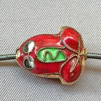 Red Frog Cloisonne Enamel Beads 17x13mm Gold Plated Alloy Q4 Per Pkg