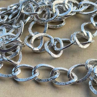 20x15mm Aluminum Curb Chain Textured Per Foot