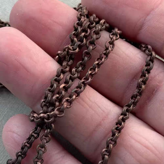 3mm Rolo Belcher Circle Antiqued Solid Copper Chain Soldered India New Stock NO E-Coat Per Foot