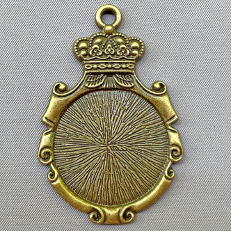 Crown Cabochon Memory Tray Pendants 54x35mm Antique Brass Plated Alloy Q6 Per Pkg