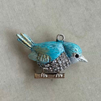 Bluebell Rhinestone Bluebird Wren Songbird Pendant Artisan 53x31mm Per Pc