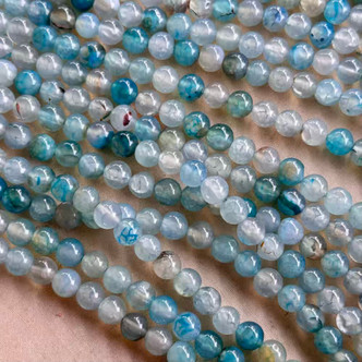 8mm Crackle Agate Smooth Round Aqua Marble Semi Precious Stone Beads Per Strand