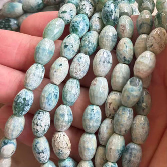 12x8mm Crackle Agate Faceted Oval Seafoam Semi Precious Stone Beads Per Strand