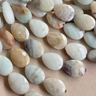 19x13mm Flower Amazonite Faceted Teardrop Beads Semi Precious Beads Per Strand