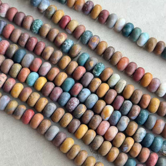 8x5mm Ocean Jasper Matte Rondelle Beads Semi Precious Stones Per Strand