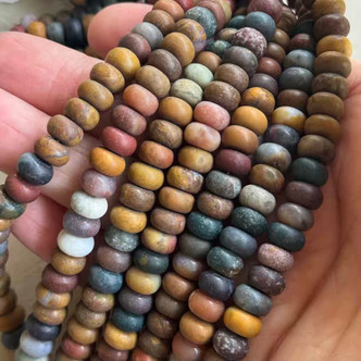 8x5mm Ocean Jasper Matte Rondelle Beads Semi Precious Stones Per Strand