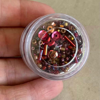 Autumn Seed Bead Mix Jar Multi Sizes Shapes Sequins 1oz