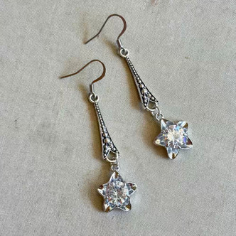 Pocketful of Starlight Drop Earrings Silver Artisan Made in the USA Per Pair
