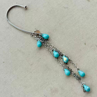Aqua AB Cuff Earring Artisan Made in the USA Per Pc