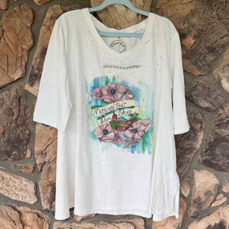 Nothing But Blue Skies Shirt Distressed Graphic Tee Top A Rare Bird