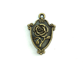 23x16mm Antique Brass Plated Baroque Frame Rose Flower Romantic Charm Q6 per Pkg