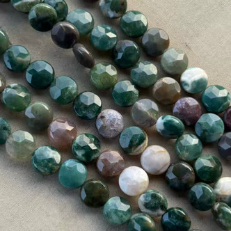 10mm Fancy Jasper Faceted Coin Semi Precious Stone Beads Per Strand