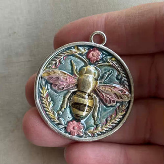 44mm Honeybee Bee Medallion Pendant Beebee Artisan Hand Painted Per Pc