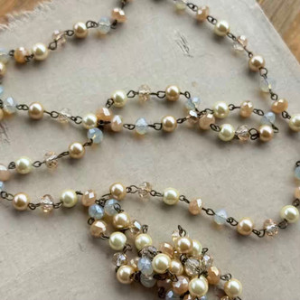 Sweet Honey Lariat Style Necklace Beaded Chain Bee Artisan Made Per Pc