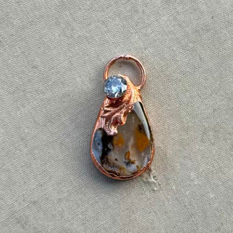 29x15mm Electroformed Pendant Dendritic Montana Agate Artisan Copper Per Pc