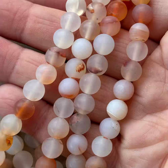 8mm Carnelian Matte Round Semi Precious Stone Beads Per Strand