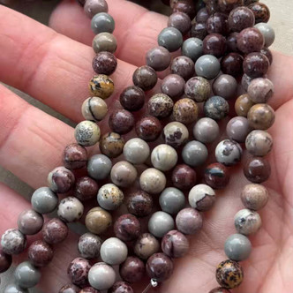 6mm Artistic Jasper Shiny Round Semi Precious Stone Beads Per Strand