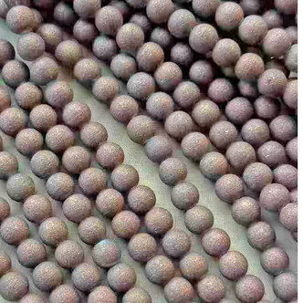 Matte Metallic Cocoa 8mm Round Etched Glass Beads Per Strand