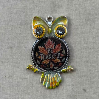 Be Thankful Owl Pendant Thanksgiving Artisan Made Per Pc