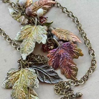 I Am An Autumn Necklace Leaf Brass Chain Artisan Made Per Pc