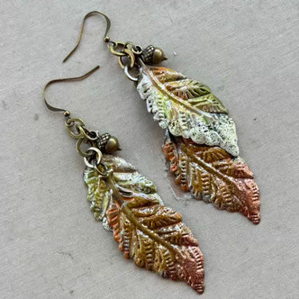I Am An Autumn Dangle Earrings Leaf Artisan Made in the USA Per Pair