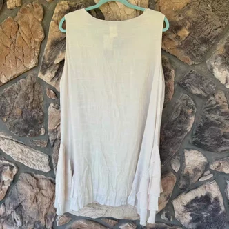 Oatmeal Long Tank Top Ruffles Roomy Sleeveless Undershirt Sassybling