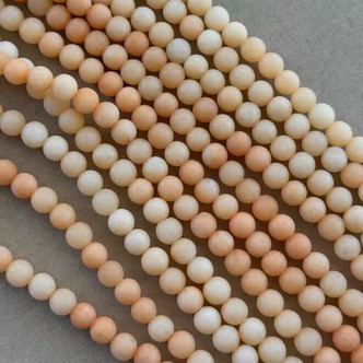 6mm Dyed Jade Matte Peach Round Ball Semi Precious Stone Beads Per Strand