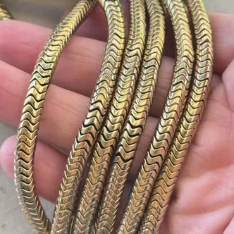 6mm Zigzag Heishi Hematite Gold Semi Precious Stone Beads Per Strand
