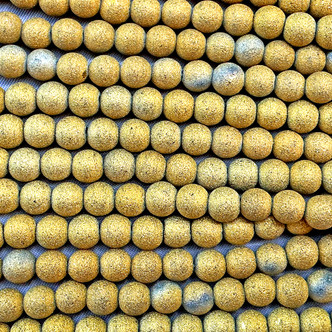 Matte Metallic Aurum 6mm Round Etched Glass Beads Per Strand