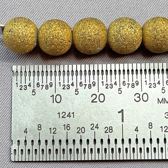 Matte Metallic Aurum 8mm Round Etched Glass Beads Per Strand