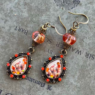 Thanksgiving Turkey Pumpkin Earrings Artisan Made in the USA Per Pair