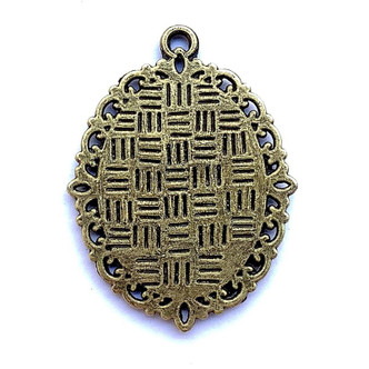 Antique Brass Plated Lead Nickel Safe Zinc Alloy 40x30mm Baroque Oval Cabochon Tray Pendants Q10 per Pkg