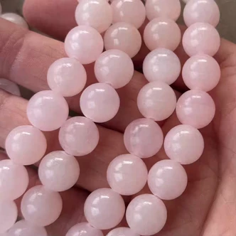 12mm Mutton Jade Pink Smooth Round Semi Precious Stone Beads Per Strand