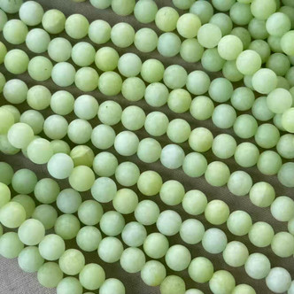 6mm Dyed Jade Matte Lime Green Round Ball Semi Precious Stone Beads Per Strand