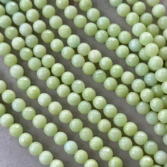 6mm Dyed Jade Lime Green Faceted Round Ball Semi Precious Stone Beads Per Strand