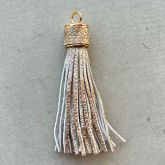 3.5 Inch Faux Leather Tassel Pendant Warm Gold Plated Alloy Per Pc