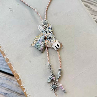 Bohemian Donkey Bolo Leather Necklace Artisan Made in the USA Per Pc