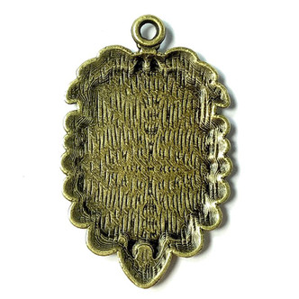 Antique Brass Plated Alloy 48x31mm Oval Cabochon Memory Tray Charms Q4 per Pkg