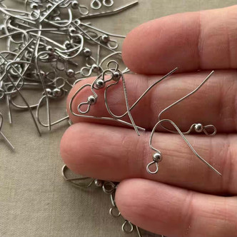 Shepherds Hook Ball Earwires 17x22mm Stainless Steel Q30 Pair Per Pkg
