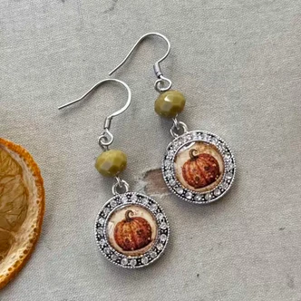 Autumn Pumpkin Earrings Artisan Made in the USA Per Pair