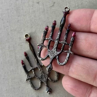 Vamp Gothic Candelabra Candle Chandelier Pendant Hand Painted Halloween Artisan 50x28mm Per Pair