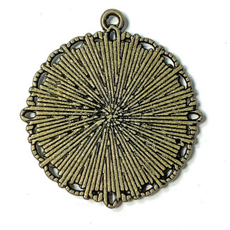 Cabochon Tray Baroque Round Charms Antique Brass Plated Lead Nickel Safe Zinc Alloy 37x34mm Q8 Per Pkg