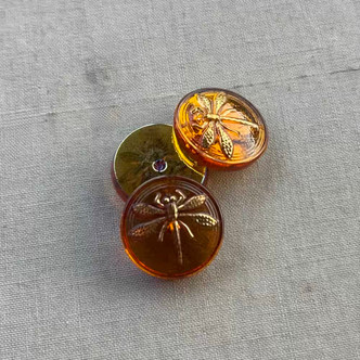 18mm Czech Glass Cabochon Dragonfly Gilded Pumpkin Q1 Per Pc